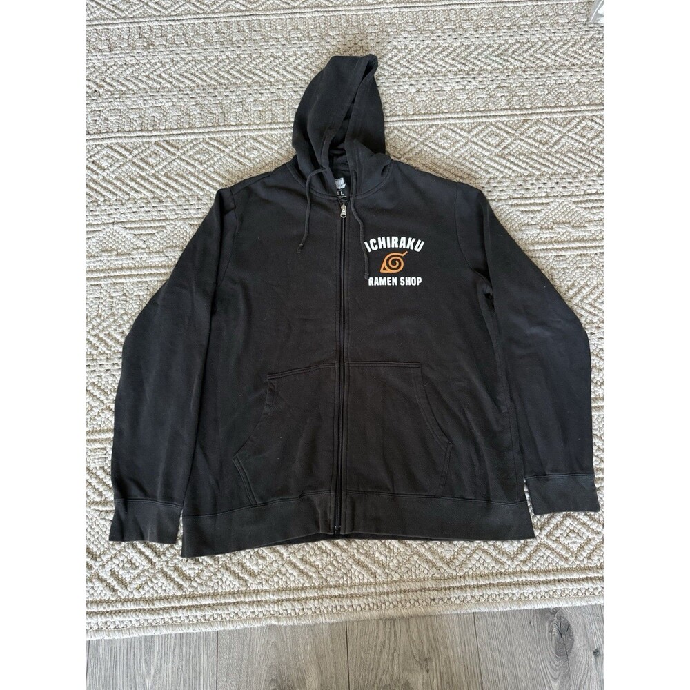 Naruto Shippuden Black Full Zip Hoodie Size L Ichiraku Ramen Shop
